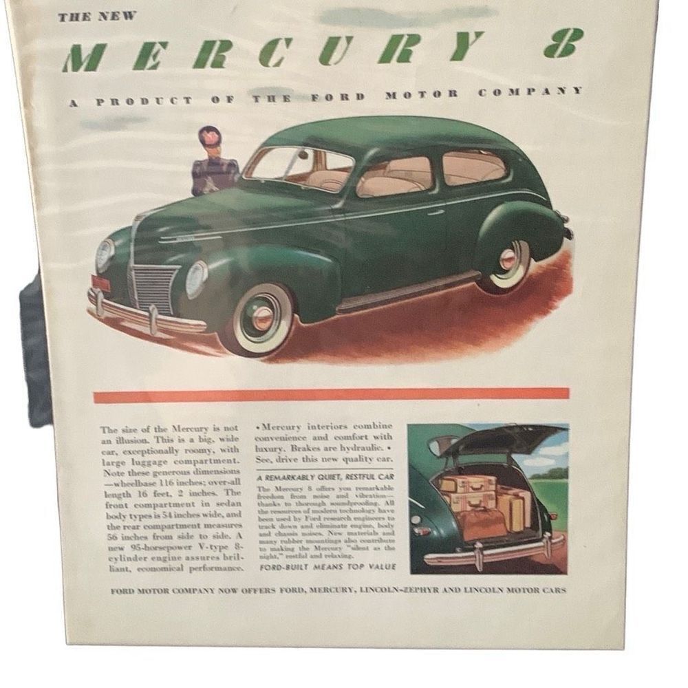 Vintage 1939 Mercury 8 Product of the Ford Motor Company Ad Advertisement
